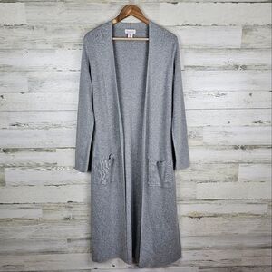 If It Were Me Cotton Cardigan Large Gray Coatigan Lingline Duster Quiet Luxury